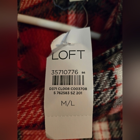 NWT | Ann Taylor LOFT | Plaid Wrap | Size: M/L | Color: Tango Red - Picture 8 of 10